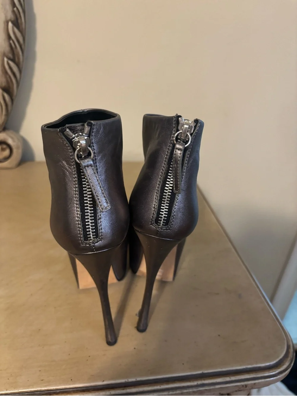 Giuseppe Zanotti Metallic Gray Platform Ankle Boots